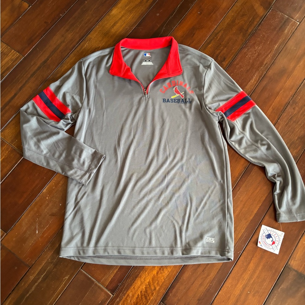 Gray and Red Baseball Long Sleeve Shirt